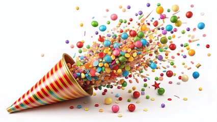 Obraz premium Vintage Style Cute Party Popper Confetti Explosion Illustration Set - Celebration Clipart