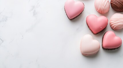 Obraz premium a table topped with lots of heart shaped cookies on top of a white counter top