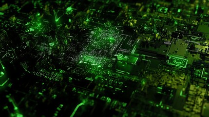 Futuristic Green Circuit Board Digital Technology