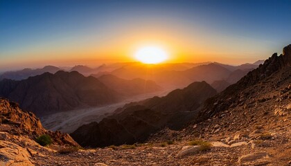 Naklejka premium sundown in the saudi mountains