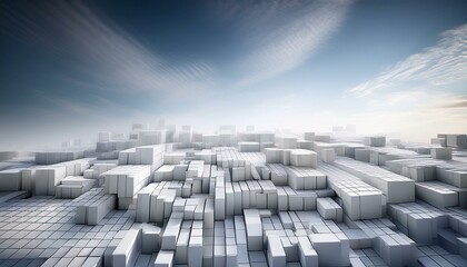 Obraz premium random shifted white cube containers block background wallpaper banner