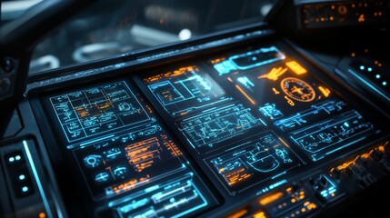 Obraz premium Sleek Smart Glass Displays for Flight Data Visualization