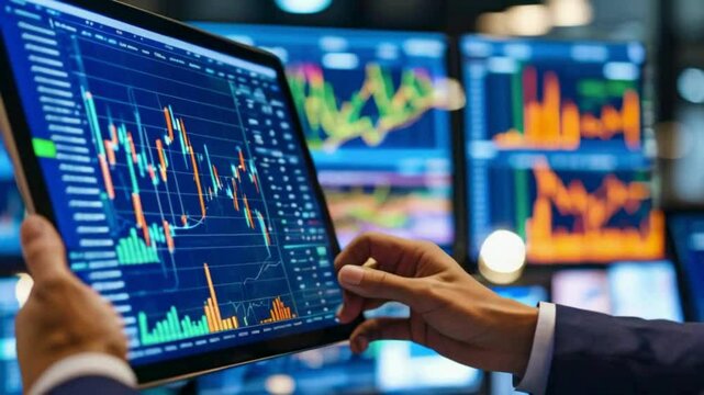 Stock market chart on desktop