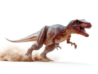 Fototapeta premium A dynamic rendering of a running dinosaur, showcasing its powerful build and movement.
