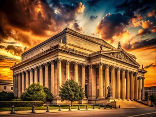 Obraz premium Vintage Washington DC National Archives Building, September 11, 2022