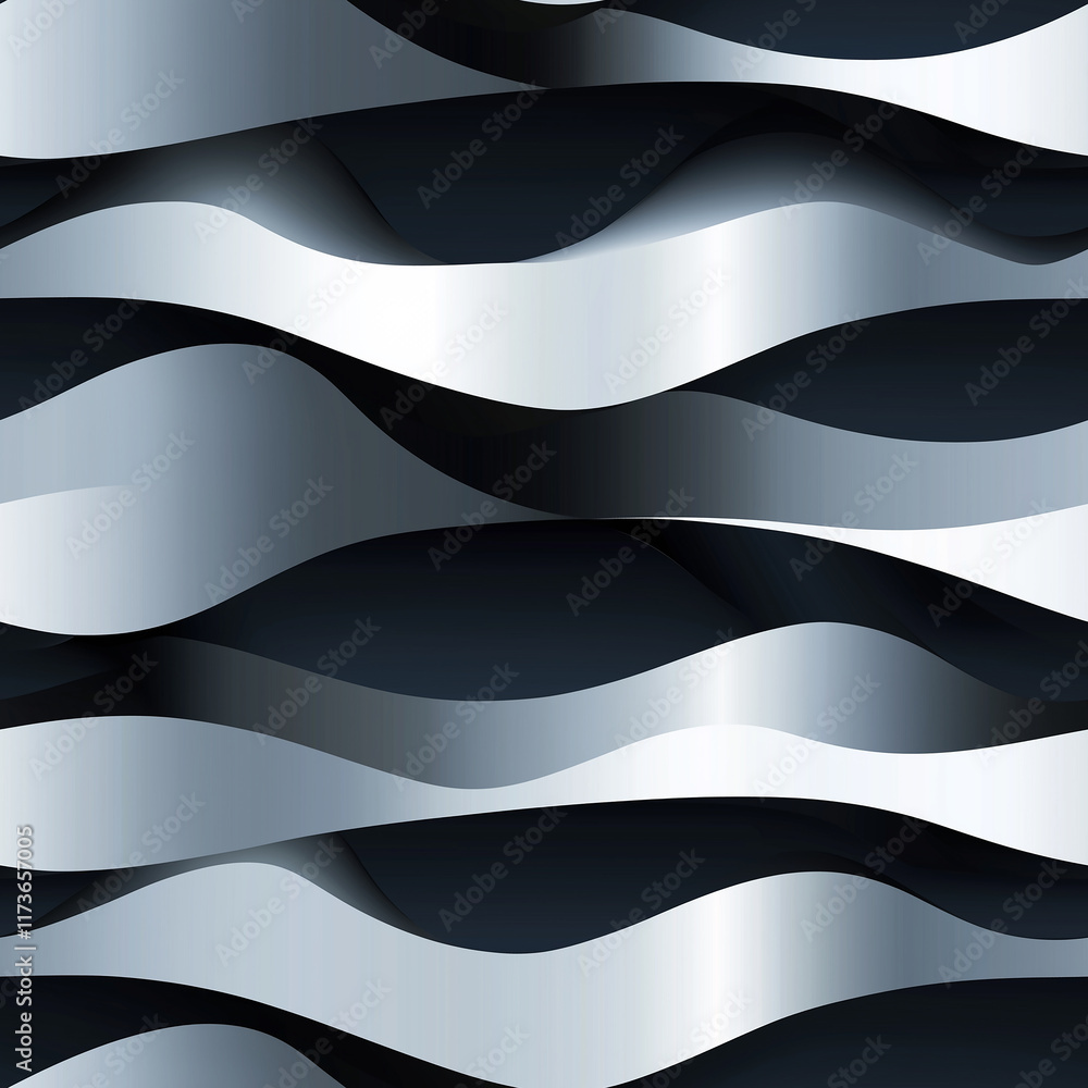 Aufkleber abstract design featuring smooth, flowing waves in shades of silver and black, creating a dynamic vi