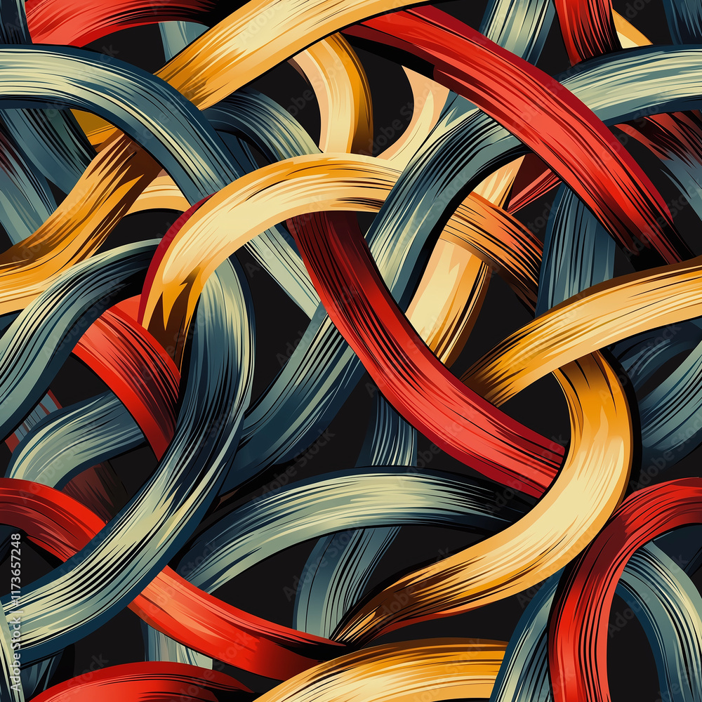 Poster dynamic optical illusion designs seamless pattern of colorful weaves abstract art studio environment