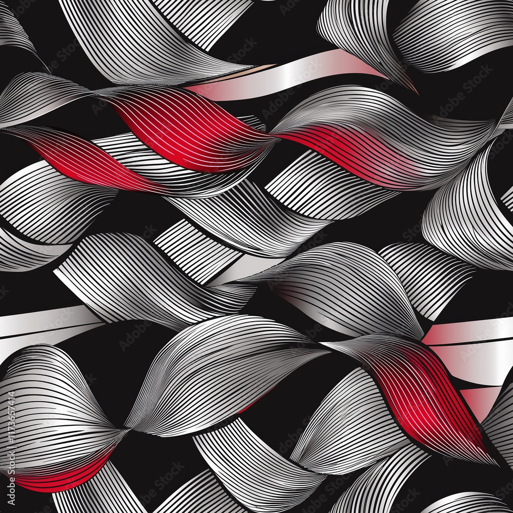 Poster dynamic optical illusion designs seamless pattern featuring flowing lines and shapes abstract art mo