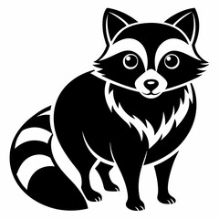Raccoon vector silhouette black design white background