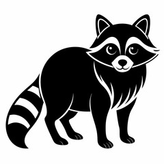 Raccoon vector silhouette black design white background
