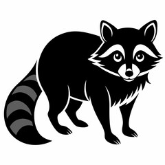 Raccoon vector silhouette black design white background