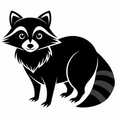 Raccoon vector silhouette black design white background