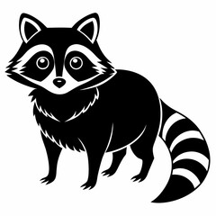 Raccoon vector silhouette black design white background