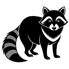 Raccoon vector silhouette black design white background