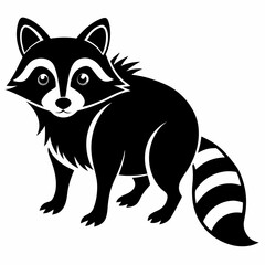 Raccoon vector silhouette black design white background