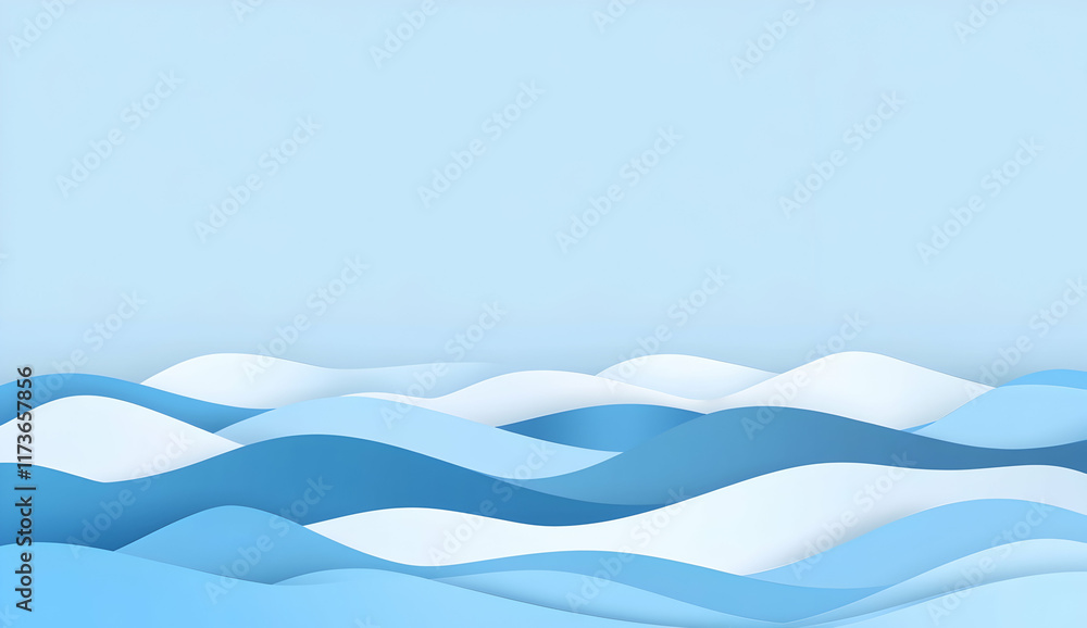 Poster blue background with smooth waves, a simple and elegant design