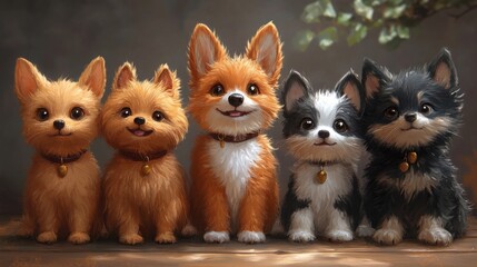 Obraz premium Cartoon happy dogs