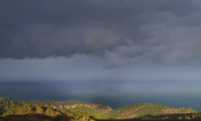 Weather: Cloudy skies in the Basque Country. Storm clouds on the coast of Euskadi.