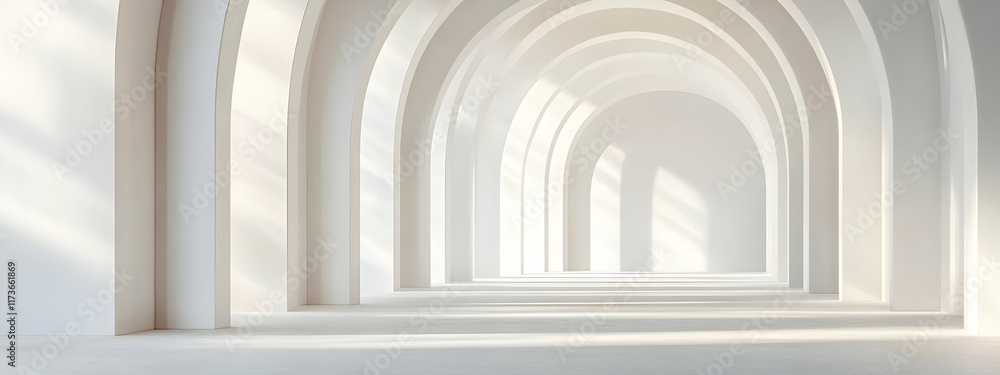 Poster abstract white background with lines in the shape of arches