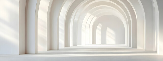 Obraz premium Abstract white background with lines in the shape of arches