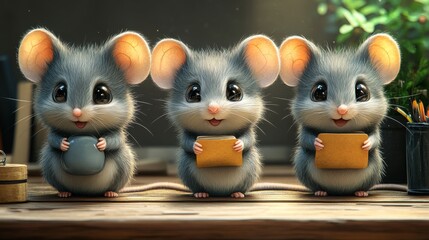 Fototapeta premium cute mouse character engaged in different activities