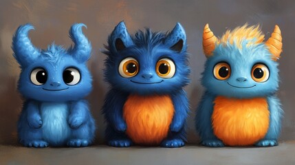 Obraz premium set of cute monsters