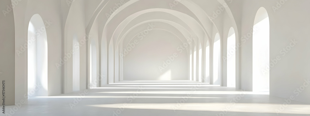 Poster abstract white background with lines in the shape of arches