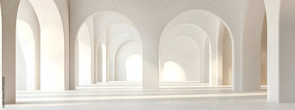 Poster abstract white background with lines in the shape of arches