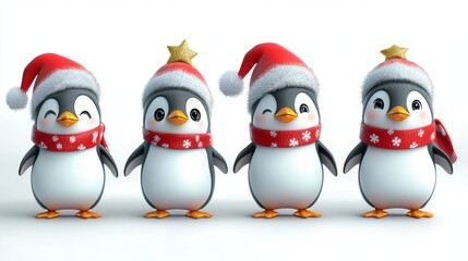 Fototapeta premium Penguin christmas characters set