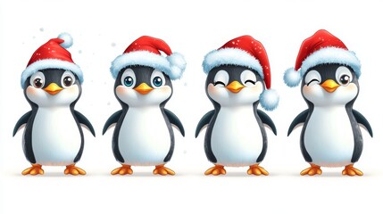 Fototapeta premium Penguin christmas characters set