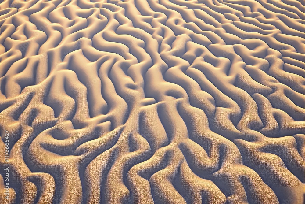 Poster abstract wavy desert sand pattern at sunrise with shadows and highlights creating a surreal texture.