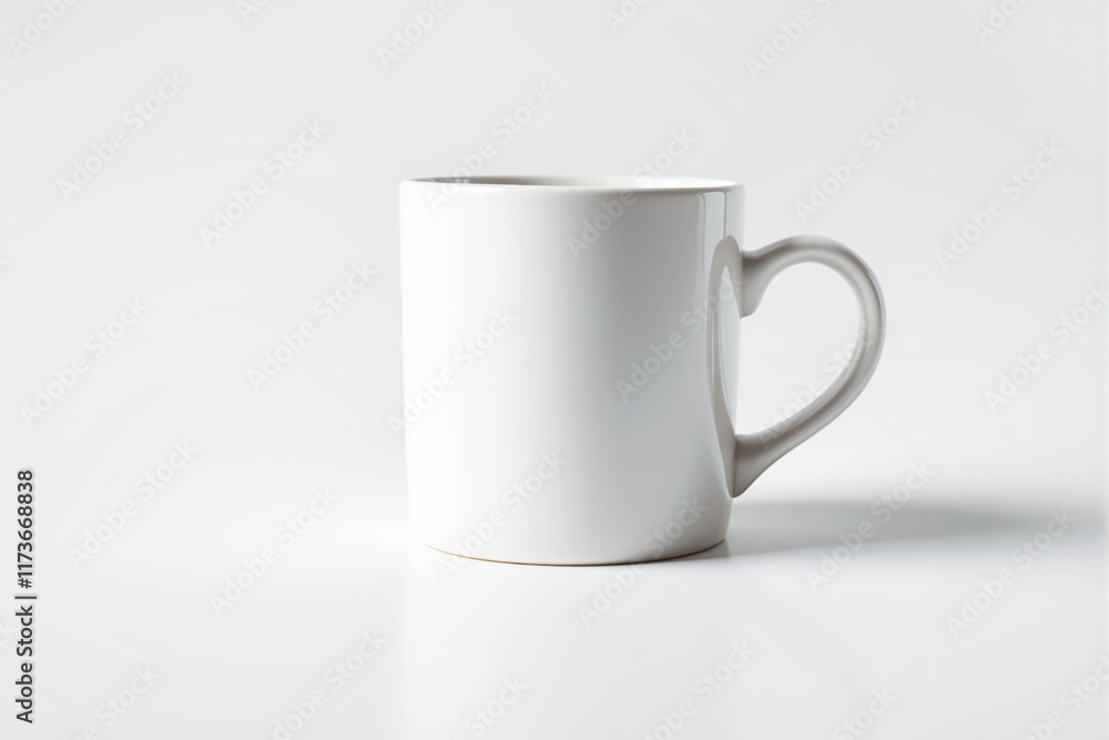 Wall mural White ceramic mug with heart-shaped handle on light background, perfect for mockup and branding presentation concepts.