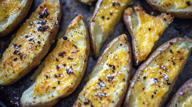 Crispy Baked Potato Wedges with Melted Cheese Seasoning