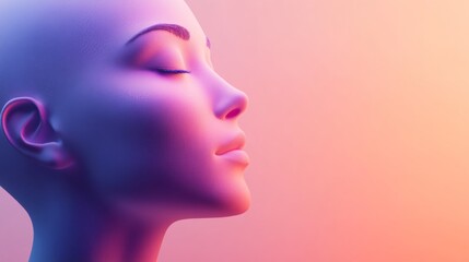 Obraz premium Serene AI Interaction with Soft Colors and Clean Lines