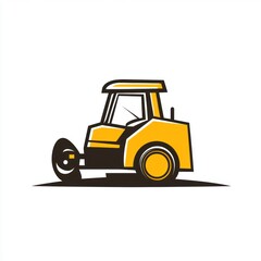 Naklejka premium Yellow Road Roller Construction Vehicle Illustration