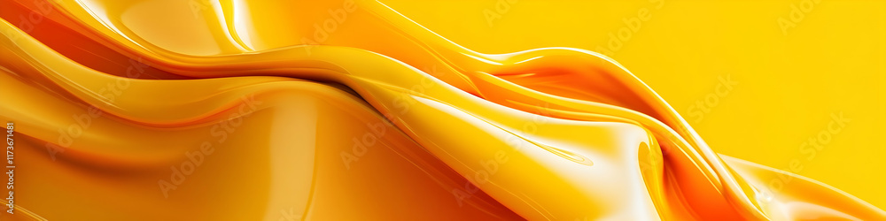 Aufkleber abstract background with colorful waves and shapes, 3d rendering illustration, yellow background