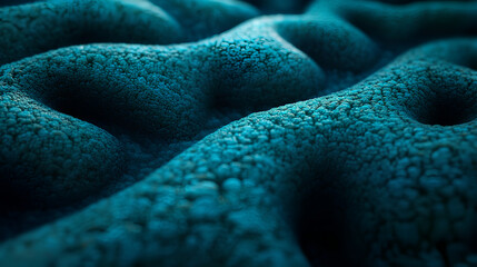 Textured surface showing intricate patterns in shades of blue highlighting natural formations and textures
