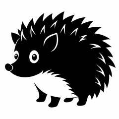 Hedgehog vector silhouette black design white background