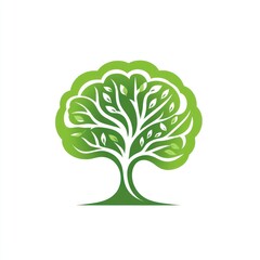 Obraz premium Green Tree Logo Design With Leaves And Branches