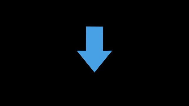 abstract directional arrow icon or swipe down arrow signal animation 4k. Blue Download Arrow Down Flat Icon On black Background. download icon sign. down arrows icon.