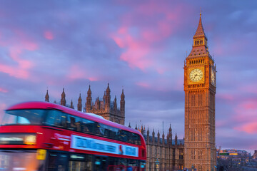 Big Ben tower of Houses of Parliament, Westminster in London