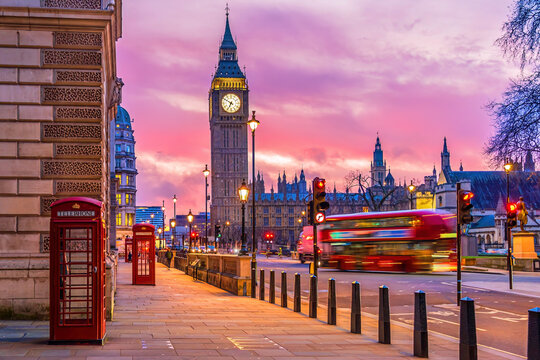 Big Ben tower of Houses of Parliament, Westminster in London