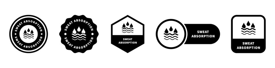 Sweat Absorption - vector icons for clothes labeling.