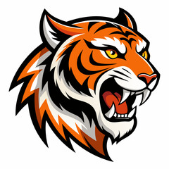 Obraz premium tiger, logo, animal, wild, vector, symbol, head, mascot, predator, wildlife, power, face, icon, tattoo, mammal, nature, wildcat, strength, aggressive, hunter, strong, jungle, team, attack, dangerous