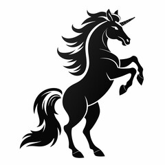 Obraz premium animal, vector, horse, silhouette, illustration, black, design, wild, mammal, symbol, icon, stallion, mane, speed, unicorn, white, farm, fantasy, nature, graphic, equine, beautiful, mythology, mustang