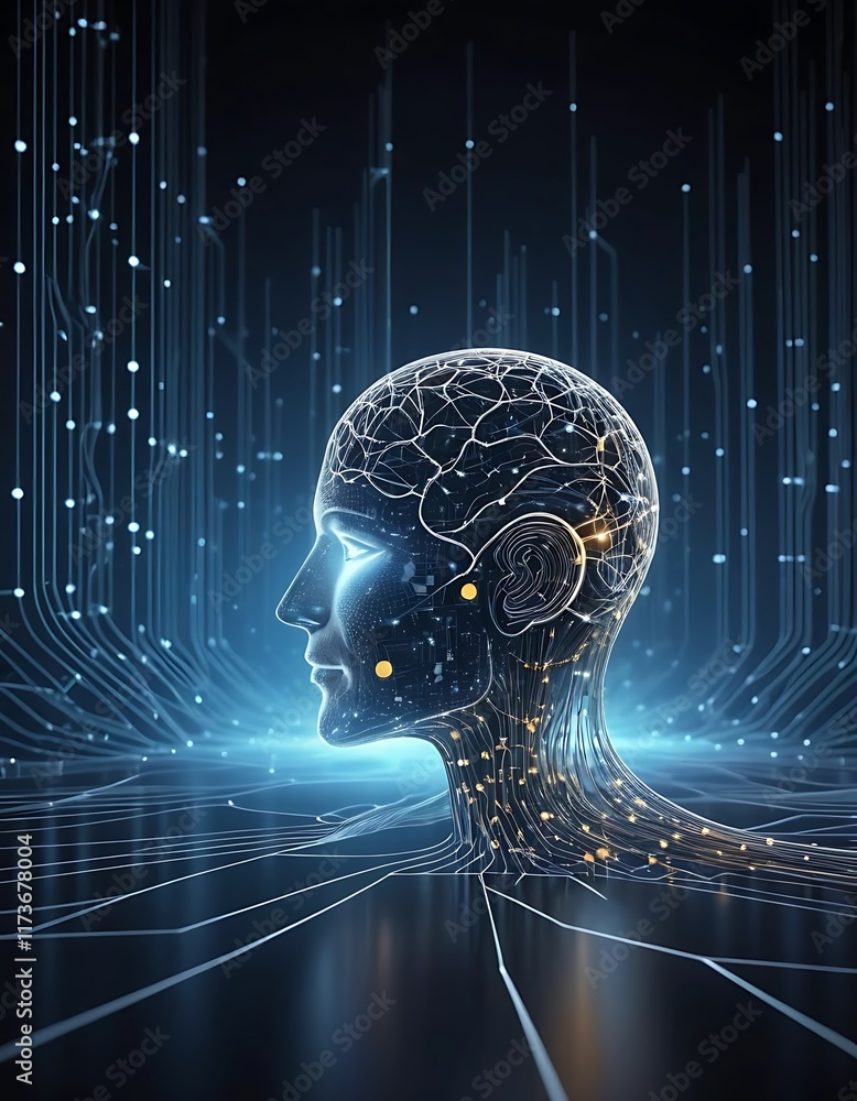 Poster digital head networked brain artificial intelligence
