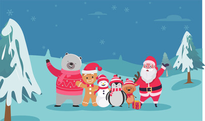 Merry Christmas and Happy New Year Promotion Poster or Banner Template