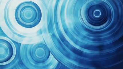 Obraz premium Abstract blue concentric circles, ripple effect, dynamic design.