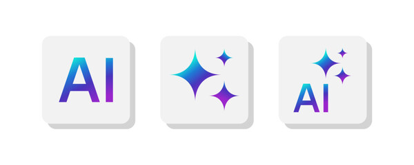 Generate AI button set. Artificial intelligence and machine learning technology concept for UIUX design. Vector illustration