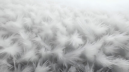 Frost-covered plants create a magical winter landscape in a snowy field during early morning light
